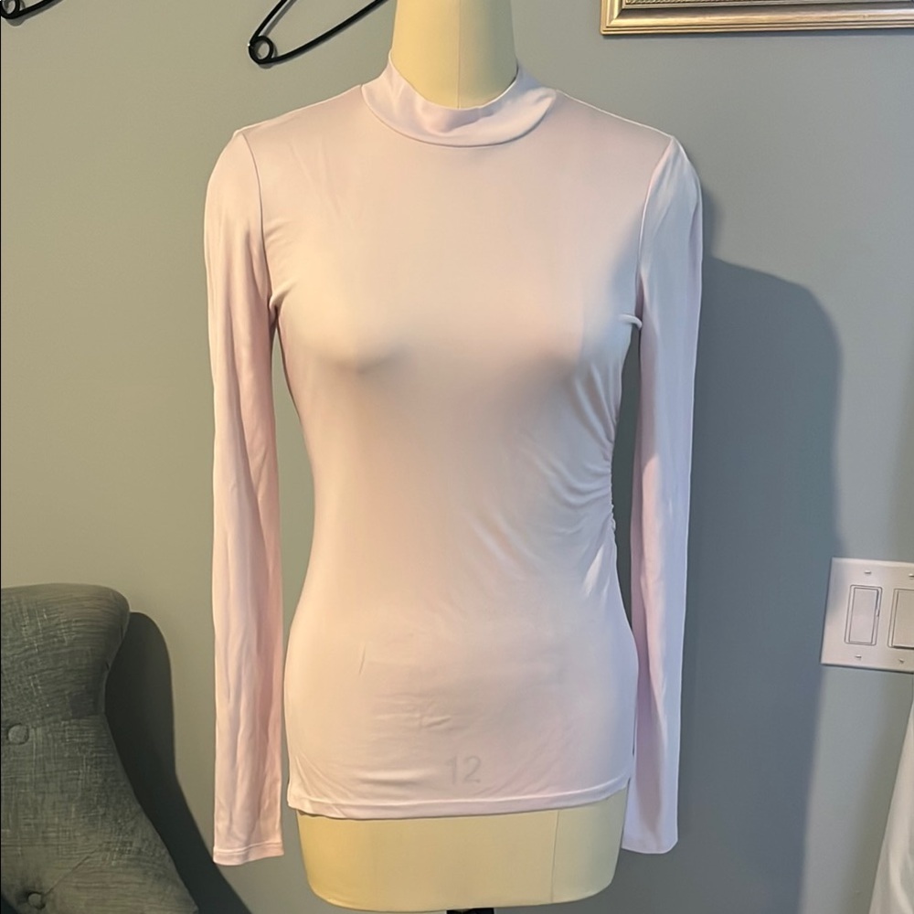Carlisle Pale Pink Long Sleeve Tee Size Small in a Silky Poly Jersey